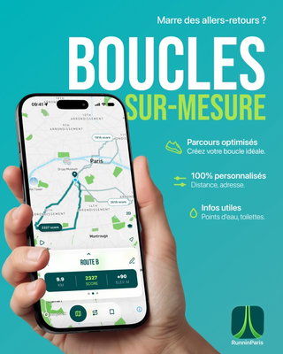 Fini les demi-tours et les parcours improvisés. 🏃‍♂️
Avec RunninParis, créez des boucles running sur mesure selon :
📏 la distance
🌳 les p