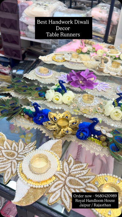 ✨ Handmade Luxury for Your Diwali Décor 🪔
Beautiful handwork table runners crafted with intricate detailing to make your festive table truly special. 💫
📍 Royal Handloom House, Jaipur
🚚 Pan-India Delivery
Handmade Table Runner, Diwali Table Decor, Luxury Diwali Decor, Designer Table Runner, Festive Table Decoration, Handwork Table Runner, Festive Decor Jaipur, Home Furnishing Jaipur