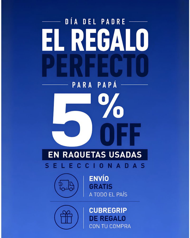 🎾 ¿Tu papá juega al tenis?

Esta Semana del Padre aprovechá 5% OFF en raquetas 