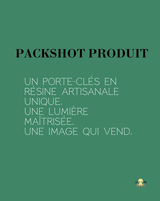Packshot produit

Un porte-clés en résine artisanale unique.
La lumière révèle la matière, la forme et le détail.
Rien d