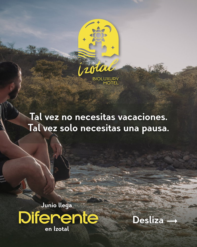 Tal vez no necesitas vacaciones.
Tal vez solo necesitas una pausa. 🌵
Junio llega diferente en Izotal, y lo hicimos fácil para ti: elige cuántos días tienes, y nosotros nos encargamos del resto.
Cada plan incluye:
🍽️ Alimentación completa a la carta
🧘 Yoga y meditación matutina
🌊 Sendero del Alma — caminata guiada al río
🥤 Bebida no alcohólica en cada comida
Desliza y encuentra tu plan 👉
—
🌿 Entre semana (lunes a viernes)
· 1 noche · desde $550.000 por pareja
· 2 noches · desde $900.000 por pareja
🌅 Fin de semana (viernes a domingo)
· 2 noches · desde $1.270.000 por pareja
✨ Puentes festivos (sábado a lunes)
· 1 noche · desde $960.000 por pareja
· 2 noches · desde $1.660.000 por pareja
—
Reserva tu experiencia antes de que se agoten los cupos.
📲 WhatsApp: 310 532 0301