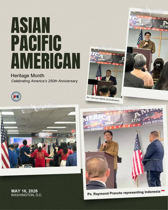 Delighted to be part of the Asian Pacific American Heritage Month celebration in commemoration of America’s 250th Anniversary 🇺🇸
-
Ps. Raymond represented Indonesia and DC Prayer Tower, sharing alongside leaders and communities from many nations. Praise the Lord!❤️‍🔥