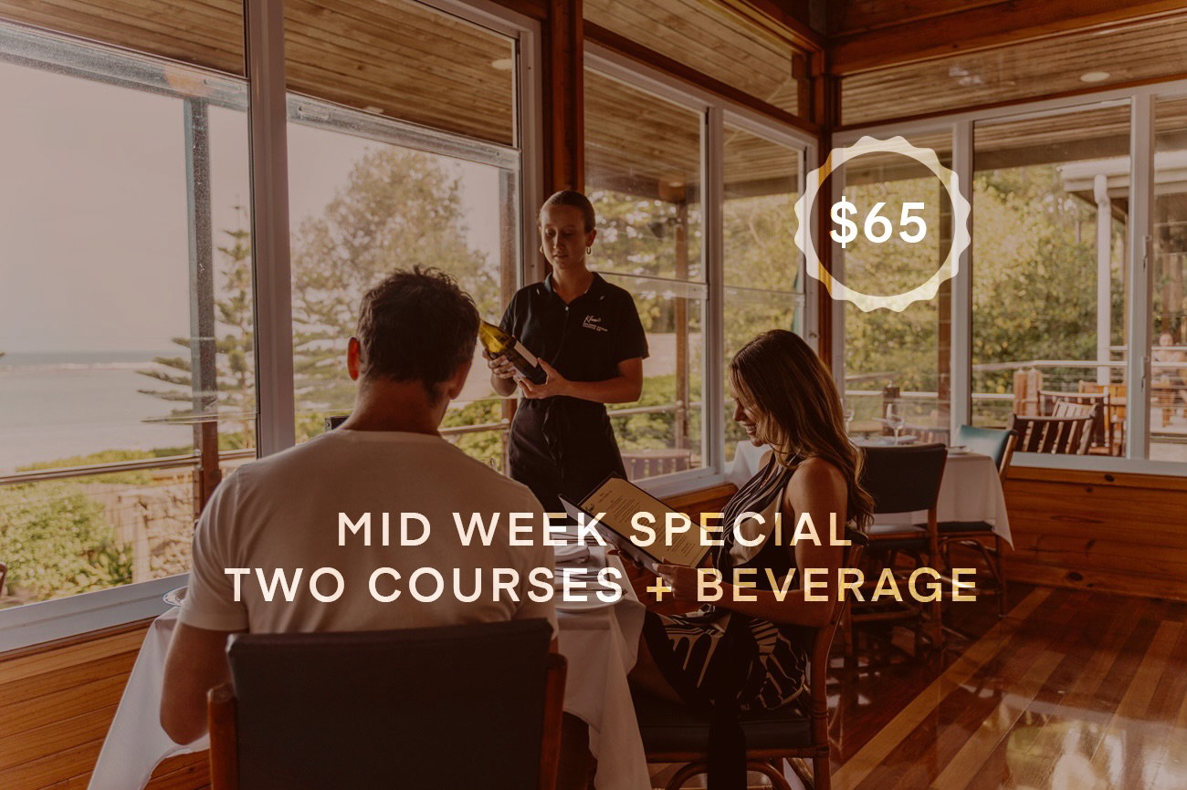 ⭐️ Monday, Tuesday and Wednesday evening enjoy 2 courses and your chosen house beverage for just $65pp! Phone 4332 1566 to book your table 🍽️ #centralcoast #kimsbeachsideretreat #sydney #ilovecentralcoast