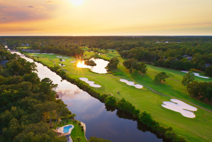 George Fazio’s vision: a golf course shaped by the landscape, where each hole reveals a distinct relationship between land, water, and play. At the Signature Hole 16, the design comes alive at golden hour—framed by Lowcountry light and natural surroundings, with a view that reflects Fazio’s belief in letting the landscape lead. 🌅⛳️

A timeless piece of Palmetto Dunes golf architecture.
Play George Fazio Golf Course on Hilton Head Island by visiting the 'Golf' link in our bio to book your tee time.