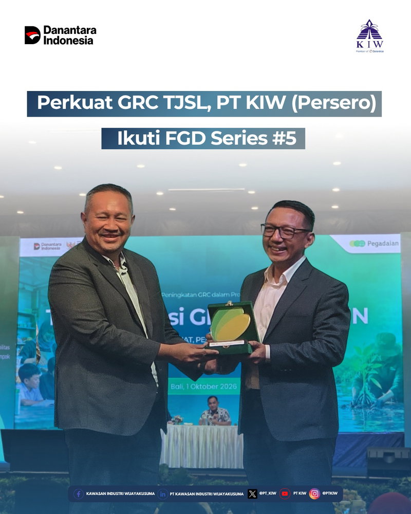 PT Kawasan Industri Wijayakusuma (Persero) turut berpartisipasi dalam FGD Series #5: Peningkatan Maturitas GRC dalam Program TJSL BUMN yang diselenggarakan oleh Badan Pengaturan BUMN, Kamis (1/10), di Hotel Aston Denpasar.

Mengusung tema “Transformasi GRC TJSL BUMN: Governance yang Kuat, Pendanaan yang Akuntabel, Pemberdayaan yang Berdampak”, kegiatan ini menjadi forum strategis bagi para pengelola TJSL BUMN untuk memperkuat kualitas tata kelola sekaligus mendorong pelaksanaan program yang semakin akuntabel, efektif, dan memberikan dampak nyata.

Dalam kegiatan tersebut, peserta memperoleh pemaparan dari praktisi GRC PT Pegadaian dan akademisi CSR, yang dilanjutkan dengan diskusi teknis melalui tiga Working Group, meliputi Tata Kelola, Kepatuhan, dan Pendanaan.

Pembahasan mencakup kejelasan skema penyaluran bantuan cash dan non-cash, pengendalian risiko di lapangan, harmonisasi kebijakan dan prinsip kepatuhan dalam Perka TJSL BUMN, hingga pengembangan skema pendanaan PUMK yang akuntabel, efektif, dan mudah ditindaklanjuti.

Melalui forum ini, PT KIW (Persero) terus berkomitmen untuk memperkuat penerapan Governance, Risk, and Compliance (GRC) dalam pelaksanaan TJSL sebagai bagian dari upaya menghadirkan program yang tepat sasaran, berkelanjutan, dan memberikan nilai tambah bagi masyarakat.

#PTKIW #KIW #TJSLBUMN #GRC