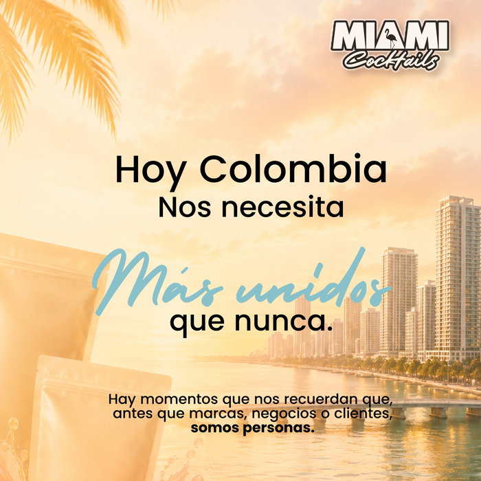 Hay momentos que nos recuerdan que, antes que marcas, negocios o clientes, somos personas. 🤍🇨🇴
Hoy creemos más que nunca en acompañarnos, apoyarnos y seguir adelante juntos.
Porque seguir adelante también es una forma de apoyarnos. 🤝
Desde Miami Cocktails continuamos trabajando para acompañar a bares, restaurantes y emprendedores de todo el país, con el mismo compromiso de siempre. 🌴🍹
Seguimos produciendo.
Seguimos despachando.
Seguimos contigo. 🤍
Si tu negocio continúa, aquí estamos para seguir siendo parte de él.
📲 Escríbenos para conocer nuestros sabores y soluciones para tu negocio.