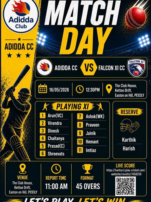 The pitch is ready.
The squad is locked in.
Tomorrow, we battle at HOME! 🏏🔥
Let’s make some noise for the team!