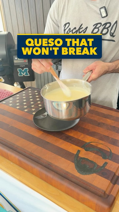 How to make white queso dip that won’t break: medium-low heat and white American from the…