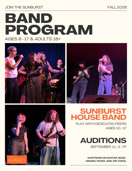Sign up to play in a band! 🎸⚡
The Sunburst Band Program includes weekly rehearsals with one of our band coaches and a variety of performance opportunities throughout the year. Adults (18+) and kids (ages 8–17) are encouraged to join!
We often get asked, "Am I advanced enough for the program?"—especially by our adult students. Good news! If you can perform the basics on your instrument and play a full song from start to finish without stopping, you're ready to join!
We’re also holding auditions for the Sunburst House Band on September 11th from 5–7P. The House Band is an accelerated version of our standard band program, perfect for passionate students ready to take it to the next level. This group also represents our school at community events, festivals, and local venues around the city!
Head to the link in our bio to learn more about the Sunburst Band Program and to sign up for House Band Auditions. As always, don't hesitate to drop us a line if you have any questions. ☎️ 🎹