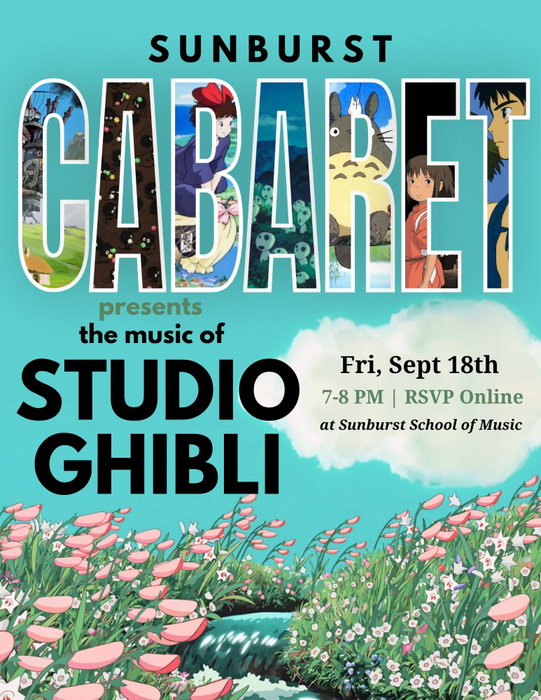 Next Friday! See our students and staff perform the music of Studio Ghibli 💫
The Cabaret is free to attend, but we ask that everyone RSVP so that we're able to provide adequate seating in the lobby.
RSVP with the link in our bio!