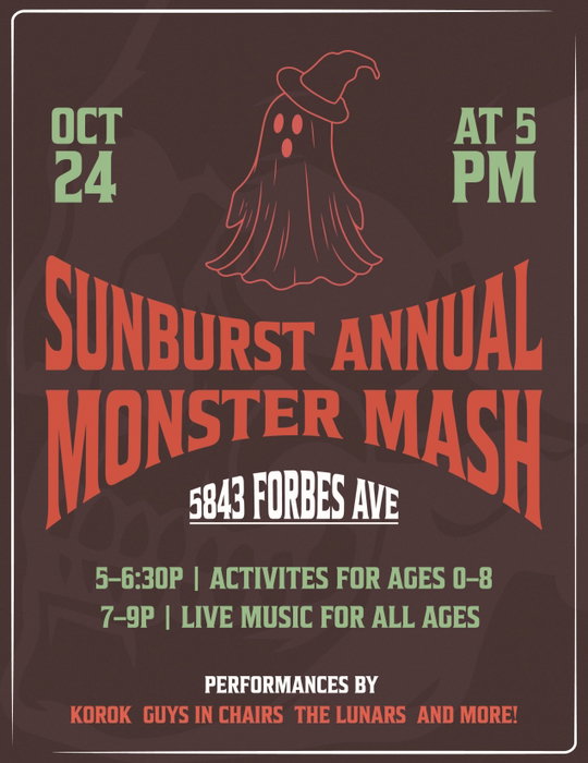 It’s spooky season! 👻🎃
Hang out with us on 10/24 for a night of spooky activities, a costume contest, live music, pizza, and all the candy your heart desires!
5:00–6:30 pm will be dedicated to our littles and their siblings. We’ll then open the party to all ages at 7 pm for live music and more activities!