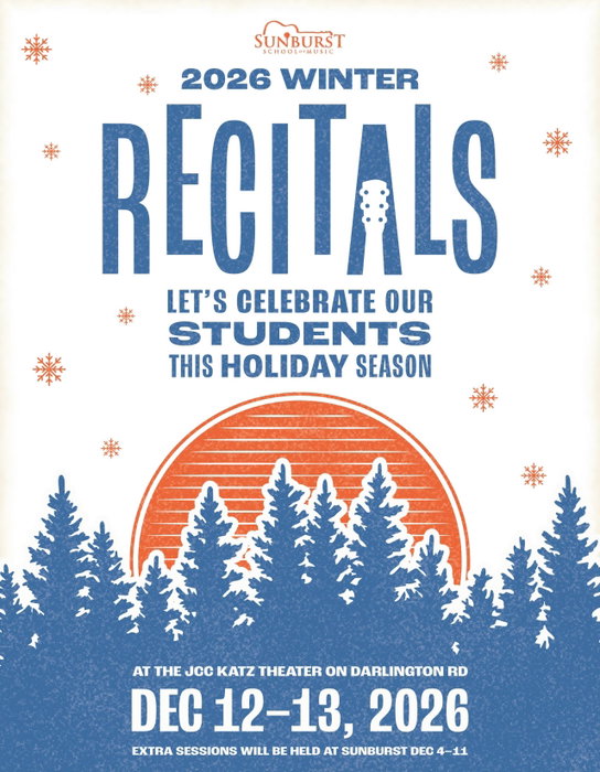 🎶 Winter Recital sign ups are OPEN! 🎶
Twice a year, every Sunburst student gets to take the stage and show off what they’ve been working on. These recitals are a special moment that we genuinely look forward, and we encourage as many students as possible to participate!
You can play solo, with your teacher, with a friend,
or to a backing track. It’s free and friends and family are always welcome!
Main recitals 📅
Dec 12-13 at the JCC Katz Theater
Additional Sessions 🏠
Dec 4-11 at Sunburst
Adults are welcome to sign up for any session, including our adults-only session on 12/4.
Sign up on our website (link in bio) and talk with your instructor about what to play. We can’t wait to hear you! ✨