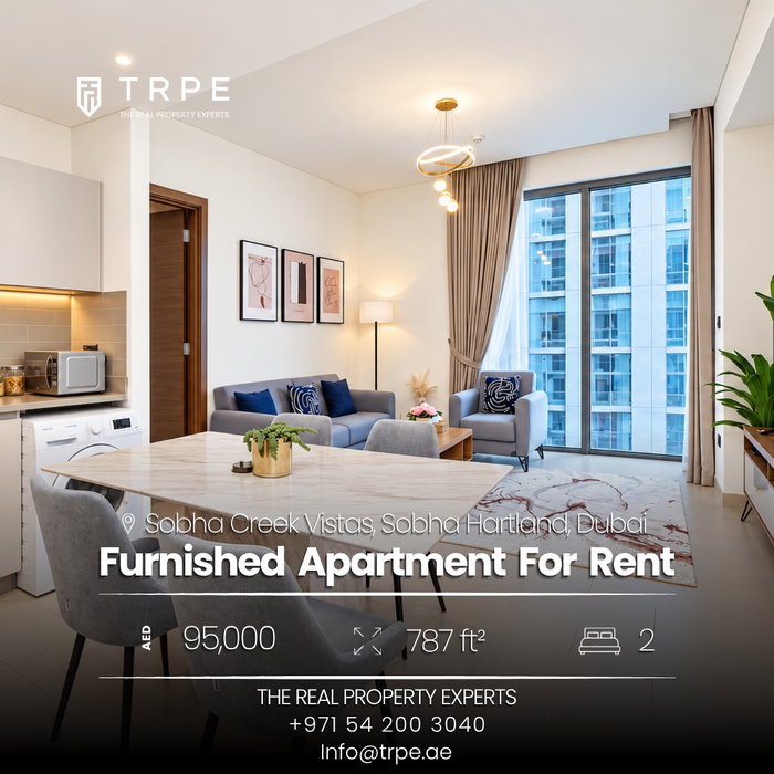 Fully furnished with Dubai skyline views in Sobha Hartland.