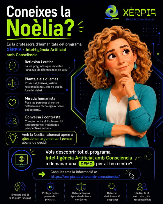 Coneixes la Noèlia? 📚 És la professora d’humanitats del programa XÈRPIA · Intel·ligència