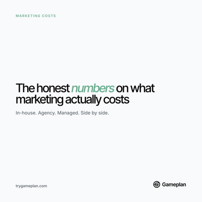 The honest numbers on what marketing actually costs. In-house hire: $152k+/yr (Glassdoor) Agency: $3k–$15k+/mo Managed, full-stack: from $3,