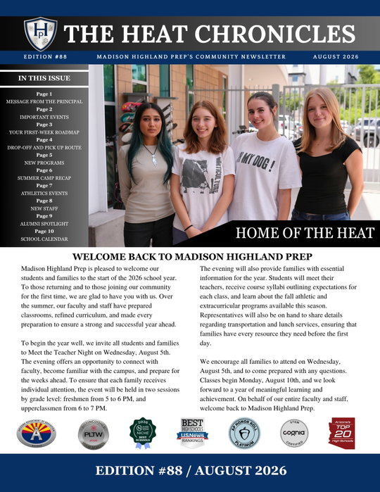 Madison Highland Prep on Instagram: Hot off the press! Here’s your August Newsletter 💙