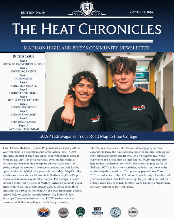 Madison Highland Prep on Instagram: Hot off the press! Here’s your October Newsletter Heat. 🎃💙