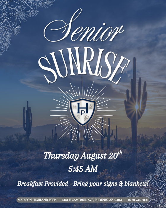 Madison Highland Prep on Instagram: 🌅 Rise and shine, seniors!

Join us Thursday, August 20th at 5:45 AM for Senior Sunrise at Madison 