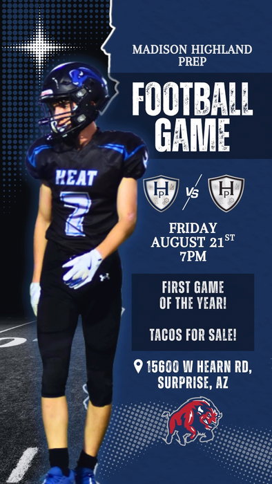 Madison Highland Prep on Instagram: 🏈 IT’S GAME DAY, HEAT! 🏈

The Heat are hitting the road THIS FRIDAY! Come out and support Madison 