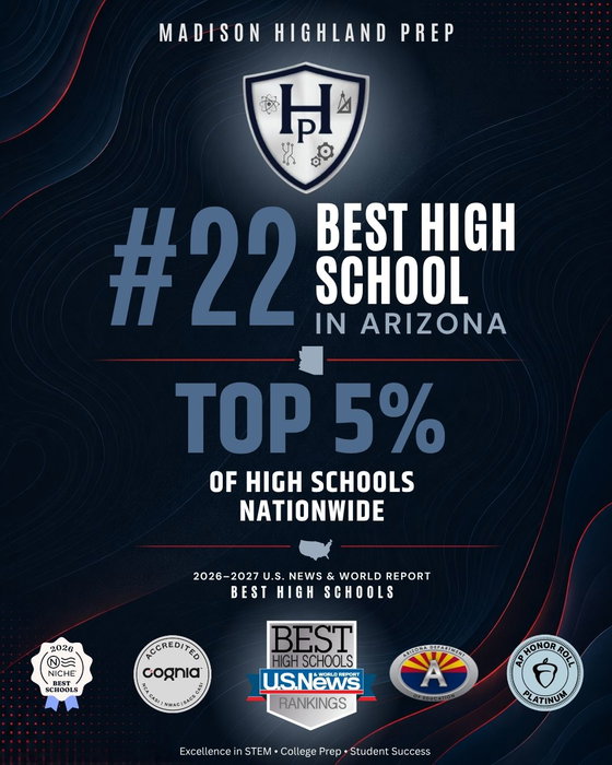 Madison Highland Prep on Instagram: 🏆 Ranked among Arizona’s best!

Madison Highland Prep has been named the Best High School in Arizon