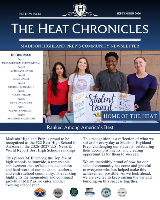 Madison Highland Prep on Instagram: Hot off the press! Here’s your September Newsletter Heat 💙