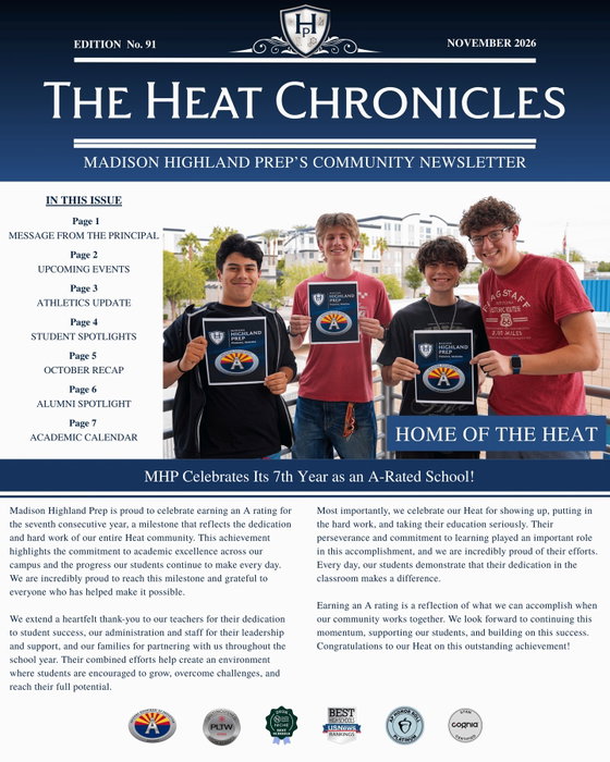 Madison Highland Prep on Instagram: Hot off the press! Here's your November newsletter Heat. 🔥💙