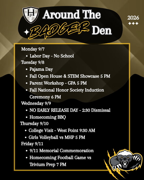 Highland Prep on Instagram: Happy Homecoming week Badgers! 💛🦡