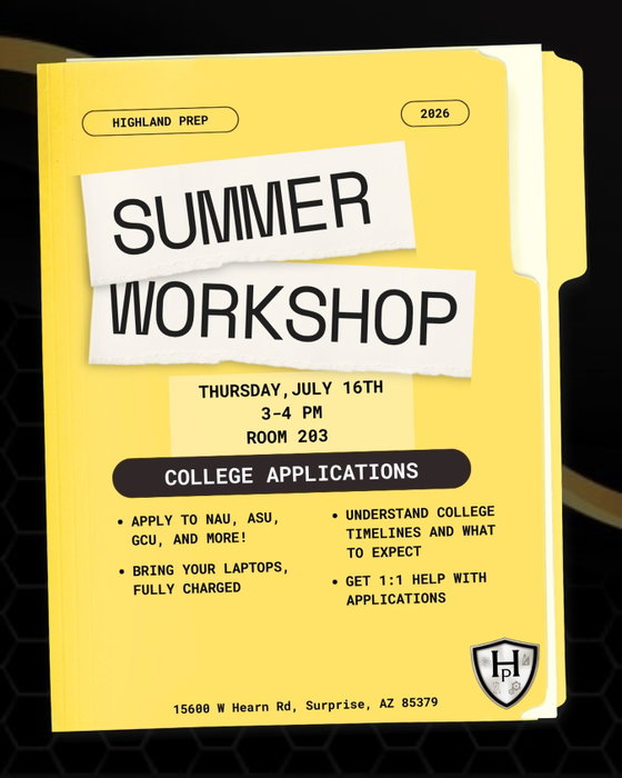 Highland Prep on Instagram: Seniors, your college journey starts here! 🎓

Join us TOMORROW for our College Applications Summer 