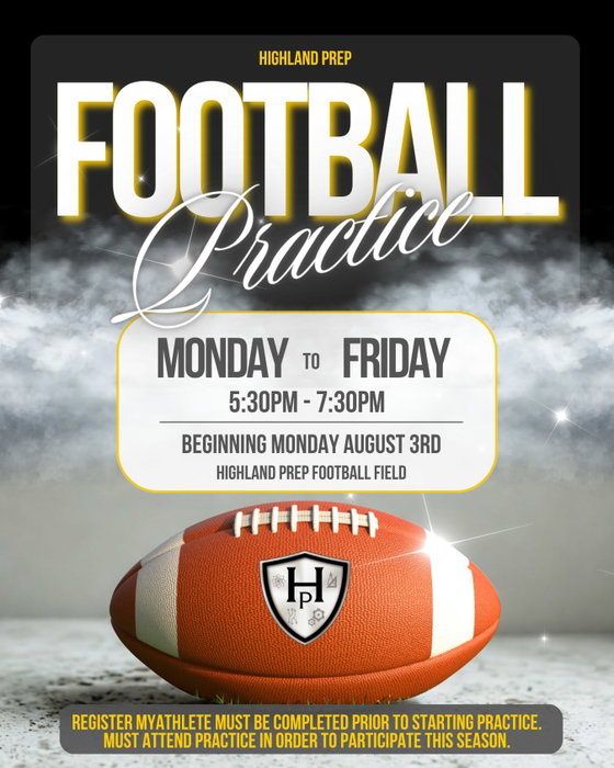 Highland Prep on Instagram: 🏈 Ready to get to work?

Highland Prep Football officially kicks off on Monday, August 3! All athle