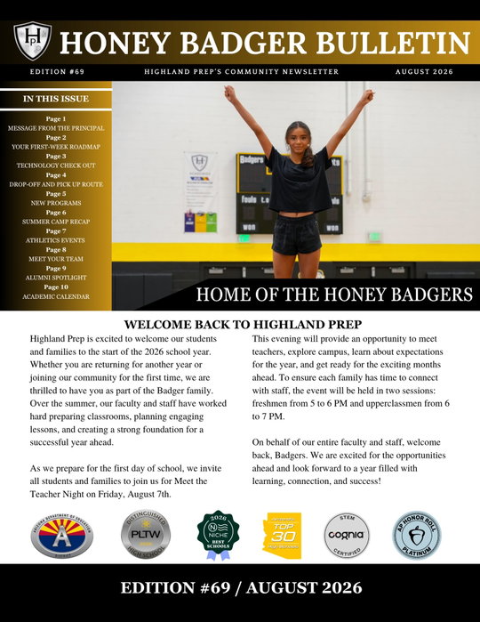 Highland Prep on Instagram: Hot off the press! Here’s your August Newsletter 💛
