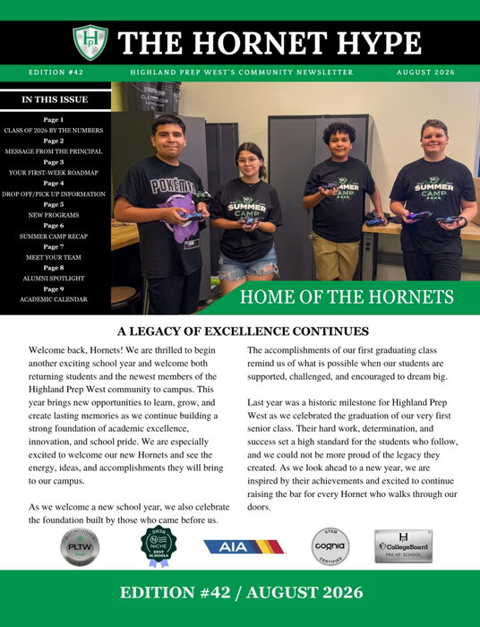 Highland Prep West on Instagram: Hot off the press! Here’s your August Newsletter 💚