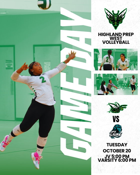 Highland Prep West on Instagram: GAME DAY TOMORROW! 🏐🐝 Highland Prep West volleyball takes on the St. John Paul II on Tuesday, Octo
