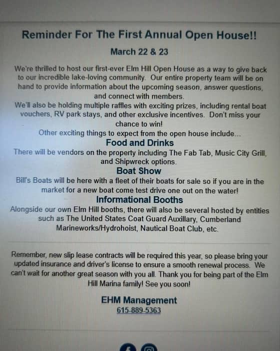 Instagram post from Elm Hill Marina