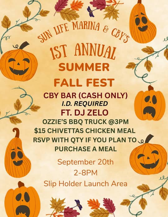 Reminder for our first Summer Fall Fest🍁⚓️🍂
To RSVP feel free to call our store at 716-828-0027 or respond to the email invite that we sent out! Let’s close the boating season out with some good food, great music & fun!