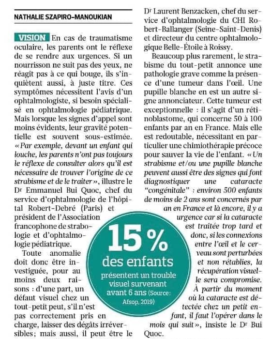 Les urgences et traumatismes en ophtalmologie pédiatrique
Interview du Dr Laurent Benzacken
Le Figar
