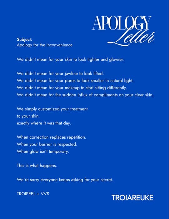 We didn’t mean for your skin to start looking tighter and glowier. ✨
We also didn’t mean for our books to stay this full.
With continued investment in advanced protocols and increasing operational costs, TROIPEEL + VVS packages will increase up to 20%
Current pricing:
• $500 per session
• $1200 for 3 sessions (includes post-care support as needed)
Clients who secure packages before the adjustment will retain current pricing.
We’re committed to maintaining the quality you expect. 💙
📲 Book Today
Address: 6752 Beach Blvd, Buena Park, CA 90621
Phone: (714) 660-8501
Email: clinic@troiareukecalifornia.com
Web: www.troiareukecalifornia.com
📍 TROIAREUKE California
Experience Authentic Korean Esthetic Techniques Naturally Rebuild Your Skin from the Inside Out
#1 Nurse-Recommended Facial Clinic
Trusted by 5,200+ Spas & Clinics | 49 Countries
#TROIAREUKECalifornia #TROIAREUKE #TROIPEEL #VVS
