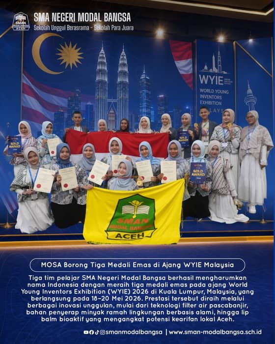 Tiga Tim SMA Negeri Modal Bangsa Raih Tiga Medali Emas di Ajang WYIE Malaysia

B