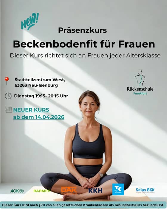 Wir starten wieder! 🤩
Unser zertifizierten Präventionskurs „Beckenbodenfit für Frauen“

Ein