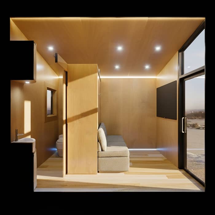 Daytime ☀️ 
Nighttime 🌙 
Revisiting some past concepts for super compact interior that include multi-functional furniture

✅ Queen Wall Bed
✅ Convertible Sofa
✅ Partition Wall
✅ Incinerator Toilet
✅ Corner Off-grid Sink
✅ Mood Lighting
✅ Good Times

@incineratingtoilets

#basecampbunkie #conceptinterior #thebunkie #industrialdesign