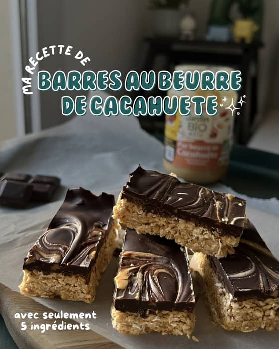 🥜✨Barres au beurre de cacahuètes 🍫🥜 .
.
🙋🏻‍♀️Parce que ici on adore les en-