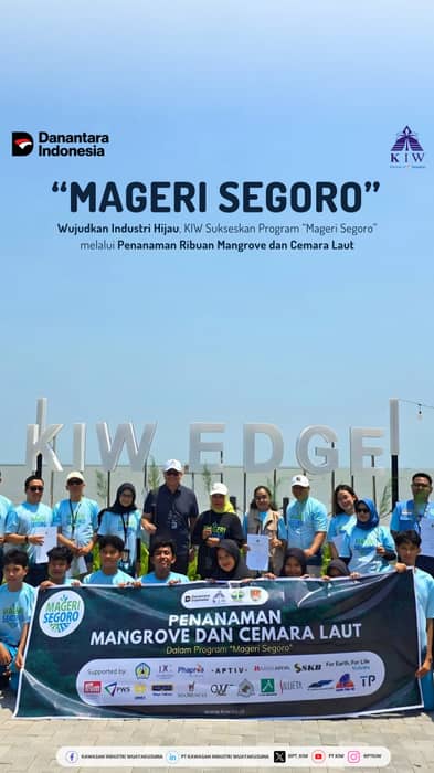 Sebagai bagian dari komitmen mewujudkan green industry di Jawa Tengah, PT Kawasan Industri Wijayakusuma (KIW) sebagai bagian dari Holding BUMN Danareksa, bersama tenant, mitra, pemerintah, akademisi, dan masyarakat sukses melaksanakan kegiatan penanaman 3.700 bibit mangrove dan 851 bibit cemara laut di kawasan KIW Edge dan bantaran sungai sisi utara KIW.

Kegiatan ini menjadi bagian dari program lingkungan “Mageri Segoro – Aksi Nyata Cinta Bumi” yang diinisiasi Pemerintah Provinsi Jawa Tengah sejak 2021, dengan tujuan memulihkan ekosistem pesisir secara berkelanjutan.

Melalui kegiatan ini, KIW menegaskan komitmennya dalam menjaga keseimbangan antara pertumbuhan industri dan keberlanjutan lingkungan, menjadikan kawasan industri bukan hanya sebagai pusat ekonomi, tetapi juga ruang hijau yang bermanfaat bagi generasi mendatang.

Terima kasih kepada seluruh pihak yang telah berkolaborasi menjaga bumi. Mari terus bergerak bersama untuk masa depan yang lebih hijau 🌱🌍

#KIW #MageriSegoro #GreenIndustry #Sustainability #AksiNyataCintaBumi