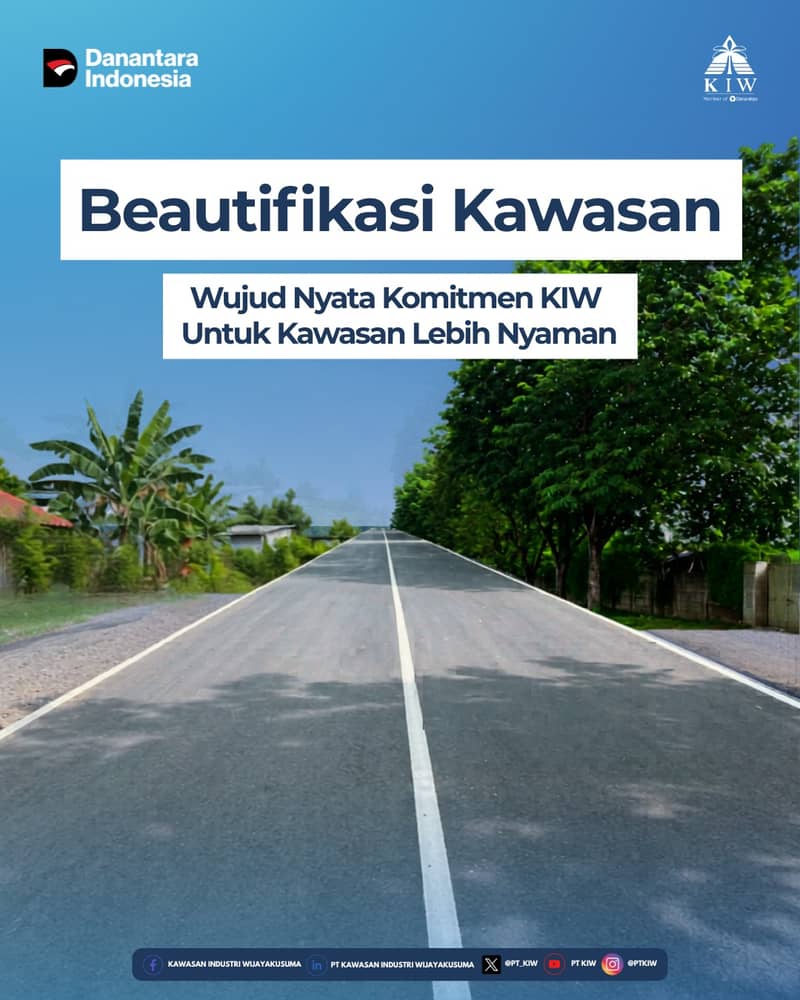 PT Kawasan Industri Wijayakusuma (PT KIW) kembali menunjukkan komitmennya dalam meningkatkan kualitas kawasan melalui program beautifikasi area yang telah selesai dilaksanakan. Salah satu langkah nyata yang dilakukan adalah perbaikan infrastruktur jalan di sepanjang Jalan Tugu Industri IV.

Perbaikan ini tidak hanya berfokus pada peningkatan kualitas jalan, tetapi juga menghadirkan lingkungan yang lebih tertata, rapi, dan hijau. Upaya ini ditujukan untuk memberikan kenyamanan optimal bagi para tenant serta seluruh pengguna jalan yang beraktivitas di dalam kawasan industri.

Dengan lingkungan yang semakin representatif, PT KIW terus berupaya menghadirkan kawasan industri yang tidak hanya produktif, tetapi juga berdaya saing tinggi dan berkelanjutan.

#PTKIW #KIWinners #Beautification #IndustrialEstate #BetterInvestment