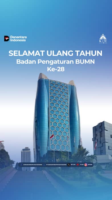 PT Kawasan Industri Wijayakusuma (KIW) mengucapkan Selamat Ulang Tahun ke-28 Badan Pengaturan BUMN @bumn_id yang diperingati pada 13 April.

Dengan semangat “Transformasi Budaya Kerja Nasional,” momentum ini menjadi pengingat penting bahwa budaya kerja yang adaptif, kolaboratif, inovatif, dan result-oriented merupakan fondasi utama dalam memperkuat kinerja BUMN serta mendorong kemajuan bangsa.

Direktur Utama PT KIW, Ahmad Fauzie Nur, menyampaikan bahwa transformasi budaya kerja tidak hanya berfokus pada perubahan sistem, namun juga mencakup perubahan mindset, peningkatan kolaborasi, agility, serta komitmen seluruh insan BUMN dalam menghadirkan kinerja terbaik bagi negeri.

Selama 28 tahun, Badan Pengaturan BUMN telah berperan strategis dalam memperkuat governance, mendorong transformasi, serta menghadirkan kontribusi nyata bagi pembangunan ekonomi nasional.

Semoga di usia yang ke-28 ini, Badan Pengaturan BUMN semakin solid, progresif, dan terus menjadi motor penggerak transformasi menuju Indonesia yang unggul dan berdaya saing.

Selamat HUT ke-28 Badan Pengaturan BUMN.
Transformasi Budaya Kerja Nasional untuk Indonesia yang lebih maju.

#HUT28BPBUMN #TransformasiBudayaKerjaNasional #BUMN #PTKIW #BestLocationForBetterInvestment