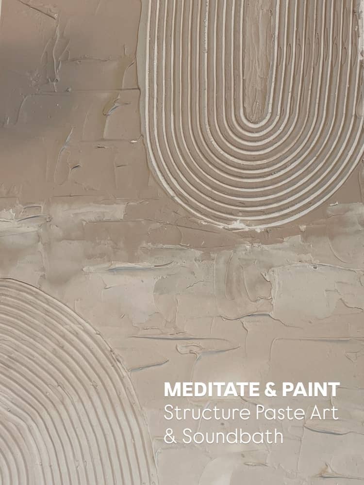 Meditate & Paint: Structure Paste Art & Soundbath Meditation 

🧘🏻 05.04.2025 | 4 - 6 PM

Join us this Sunday for a relaxing soundbath meditation and learn how to create impressive 3D dimensions in your artwork using structure paste and acrylics!

This session blends the calming power of sound healing with the liberating energy of creating, guiding you into a space where relaxation and creativity meet. You are invited to pause and take a break from the noisy day to day life. 

✨ Whether you prefer abstract textures, bold patterns, or organic forms, this hands-on session allows you to explore materials and techniques at your own pace. All tools and materials are provided, and the relaxed atmosphere invites you to dive into your creative flow. This workshop is perfect for anyone!

[book via the link in bio]

#structurepaste #structurepastepainting #abstractart #berlinartworkshop